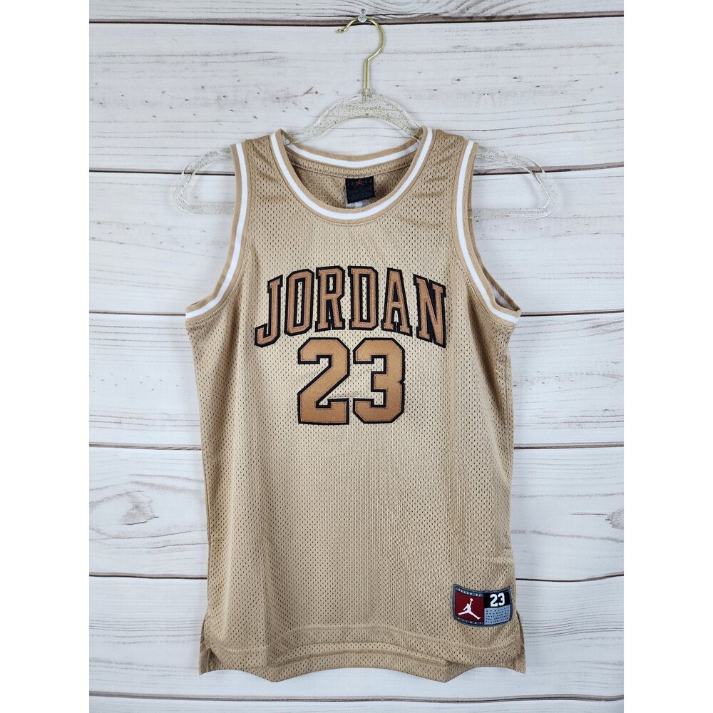 Jordan 23 Basketball Jersey medium 10-12 Tan Black